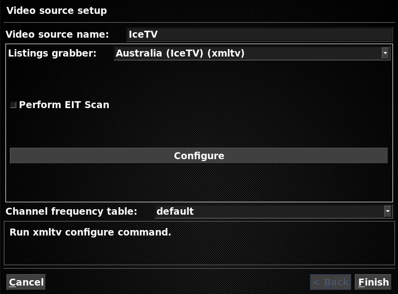 MythTV Video Source setup screenshot 2